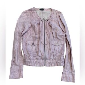 Casual Bandolera Pink Metallic Linen Zip Jacket - Size 10/12
